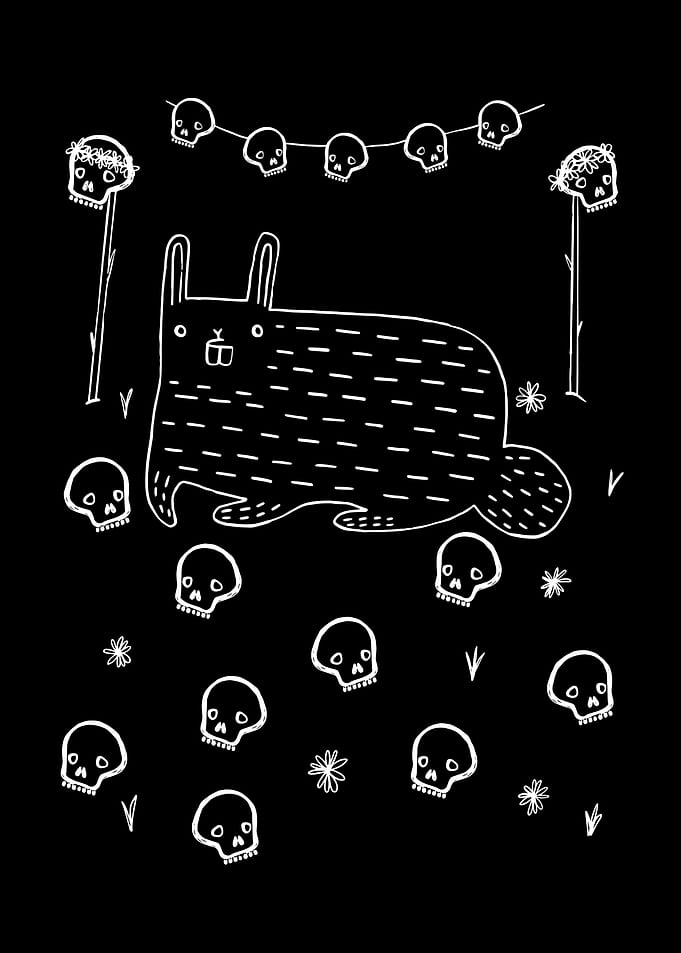 Cute Creepy Bunny Among Dark Academia Funny Weird Gothic Spooky Bunny Gothic