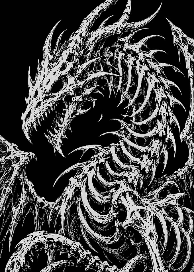 Skeletal Dragon Fantasy Illustration