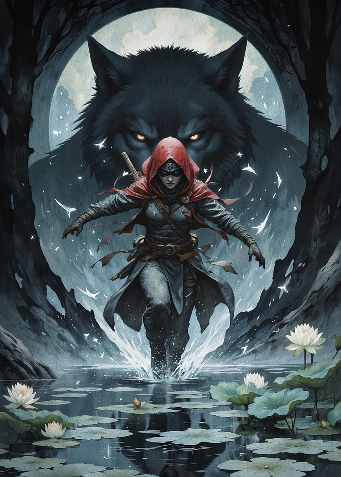 Red Hood Assassin Wolf Fantasy Art