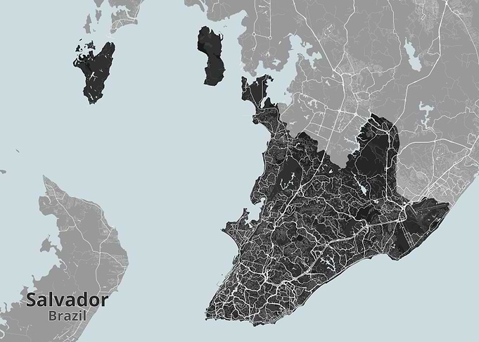 Salvador Brazil City Street Map