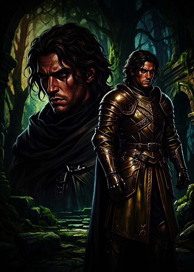 Dark Fantasy Knight in Ancient Ruins