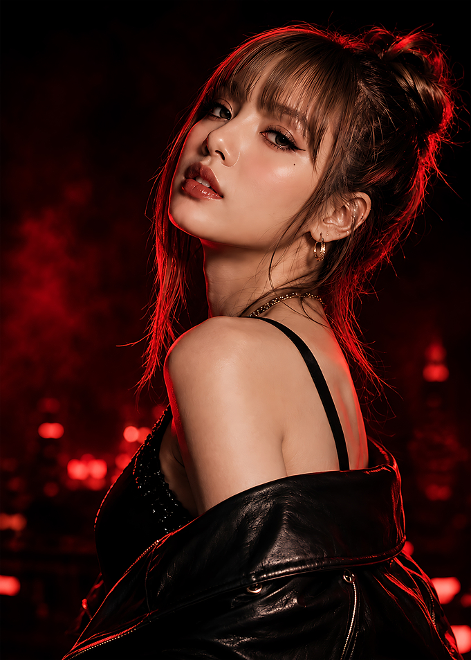 Lisa Blackpink Red Lighting Portrait