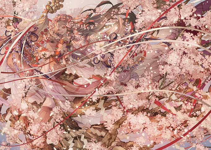 Ethereal Cherry Blossom Spirit Illustration
