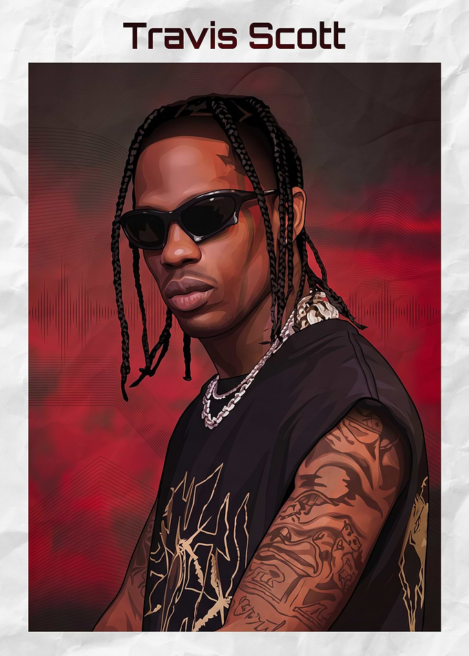 Travis Scott Digital Portrait Poster
