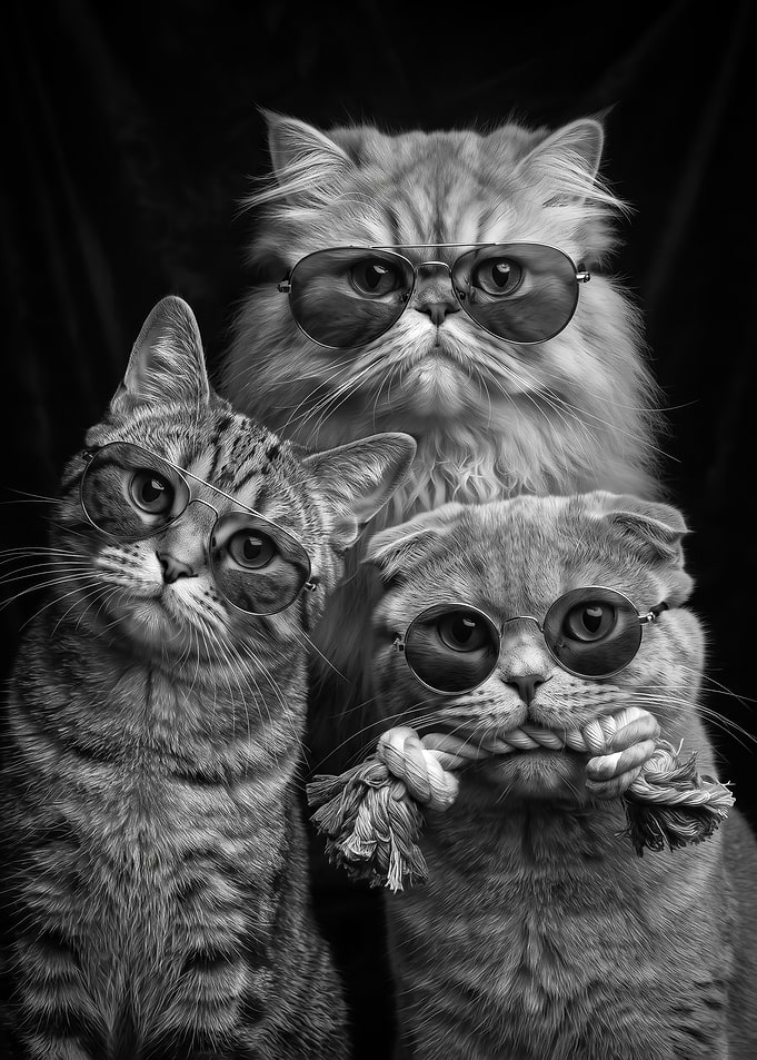funny Three Cool Cats Wearing Sunglasses