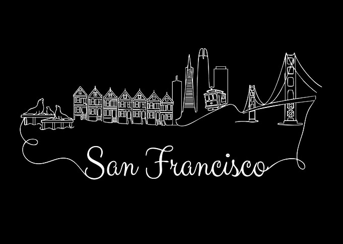 San Francisco Skyline Line Art