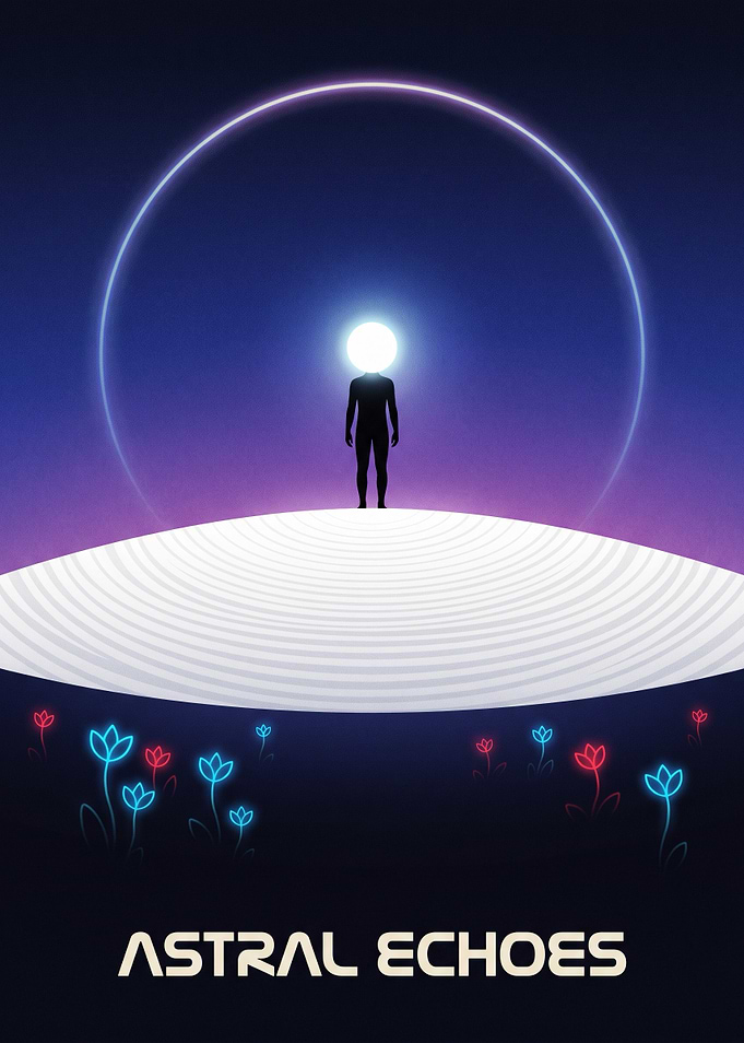 Astral Echoes Surreal Minimalist Poster