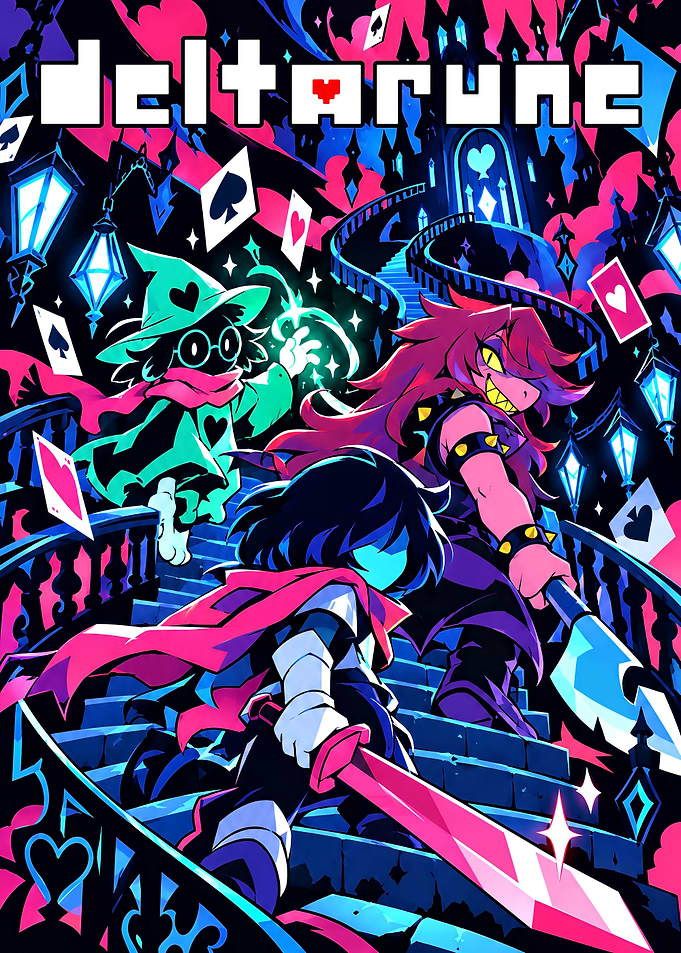 Deltarune Characters on Staircase