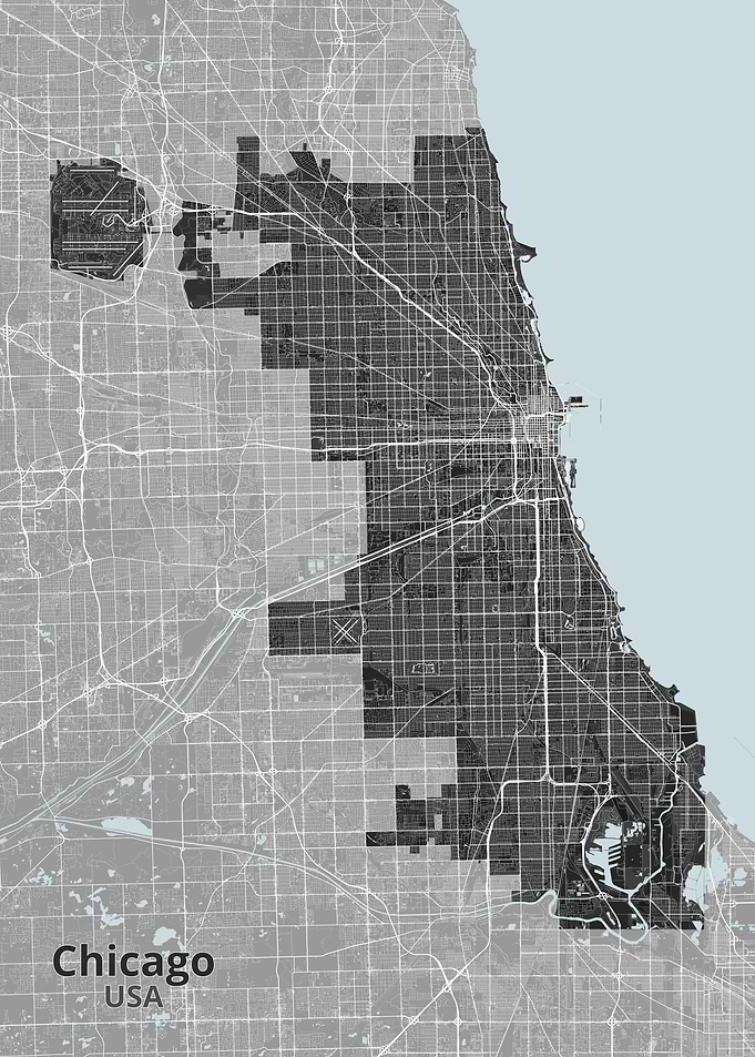 Chicago City Map Minimalist Poster
