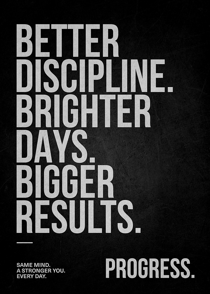 Inspirational Discipline and Progress Poster