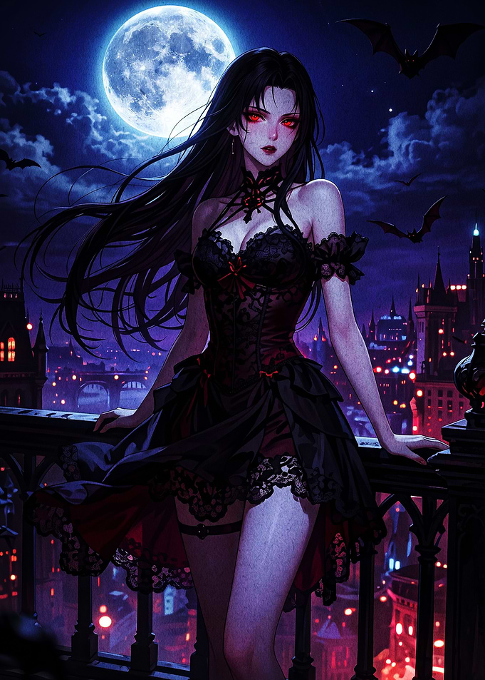 Vampire Queen Under Full Moon