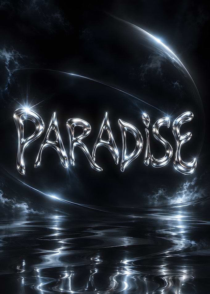 Paradise Liquid Chrome Sci-Fi Poster