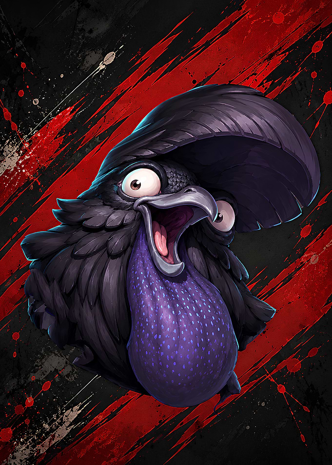 Cartoonish Black Bird Portrait