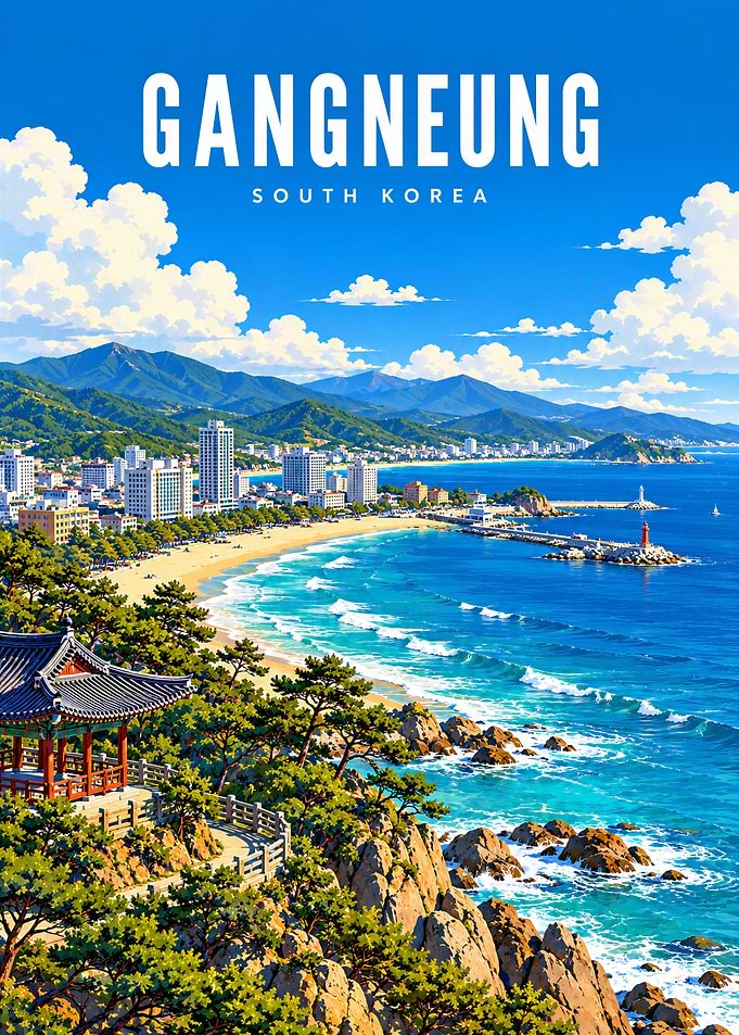 Gangneung South Korea Travel Poster