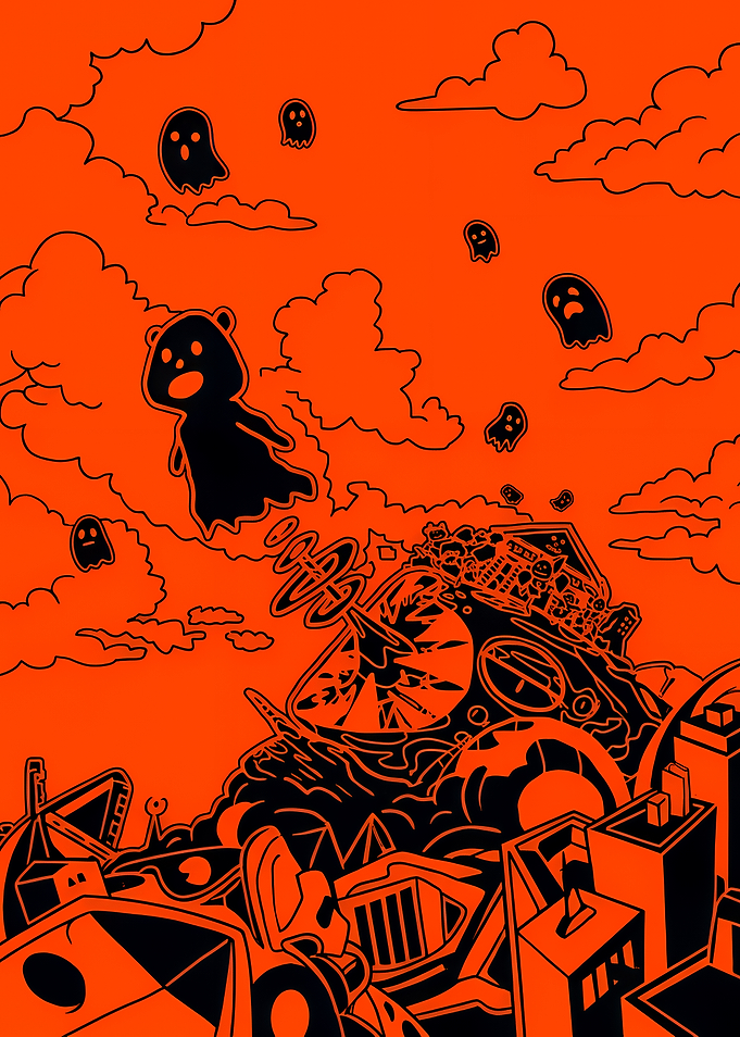 Orange and Black Ghostly Cityscape