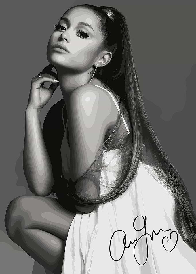 Ariana Grande Black and White Portrait