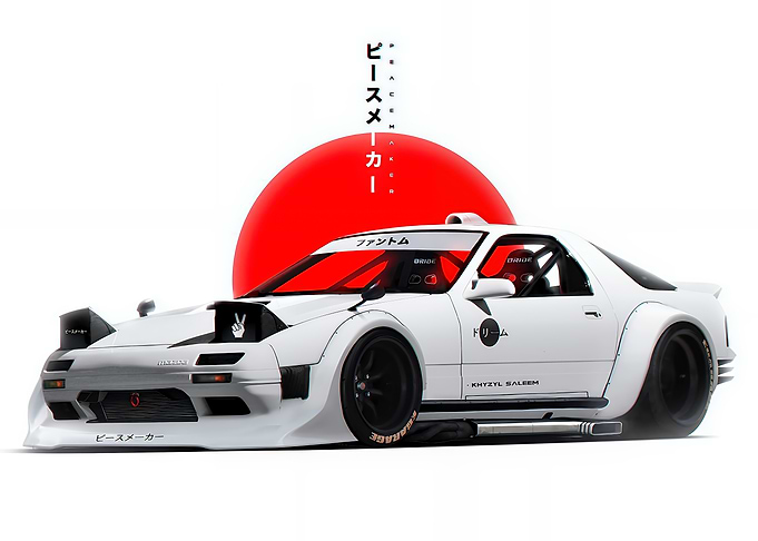 White Mazda RX-7 Drift Car