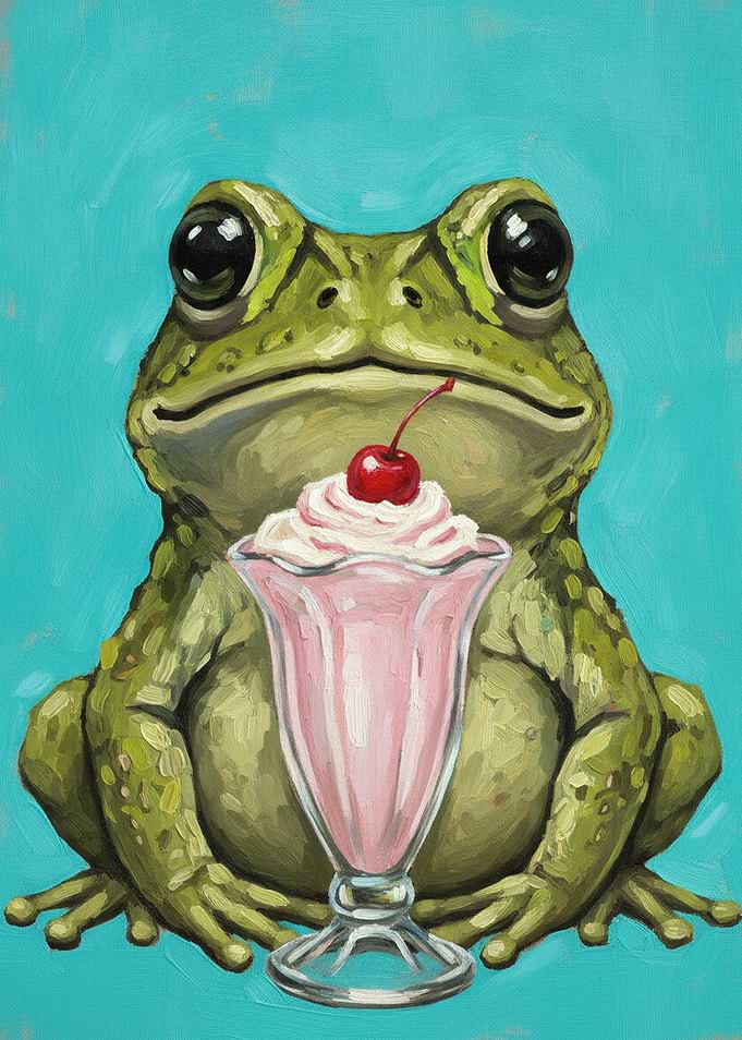 Frog with a Strawberry Milkshake