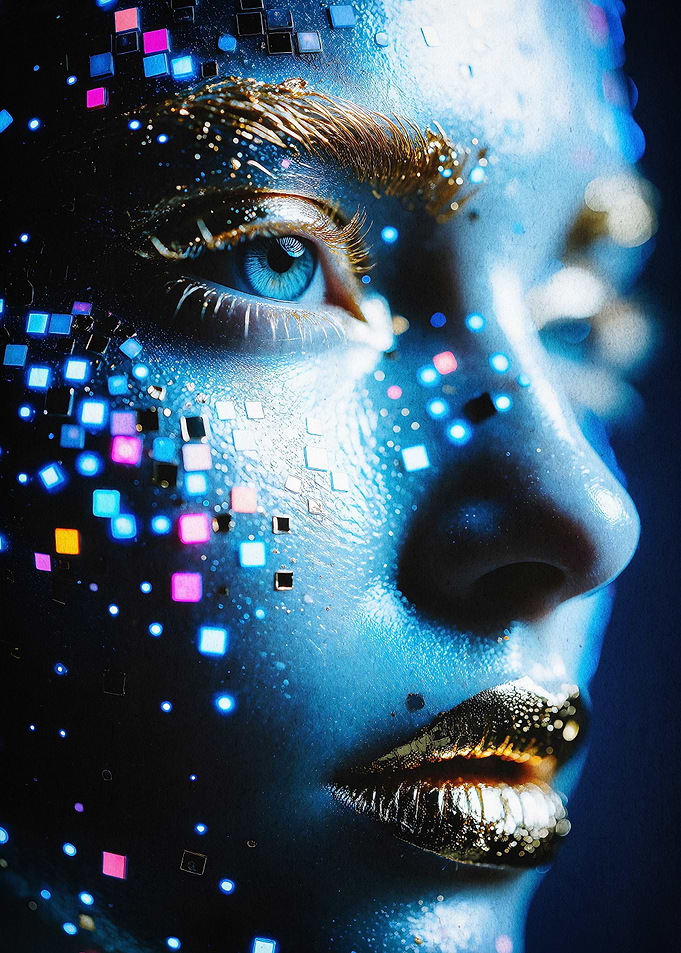 Cyber Portrait Neon Glow Art