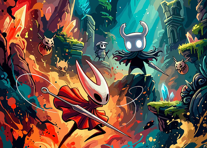 Hollow Knight and Hornet Battle Scene