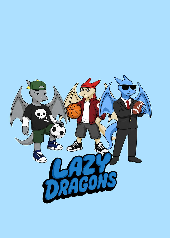 Lazy Dragons Sports Trio Illustration