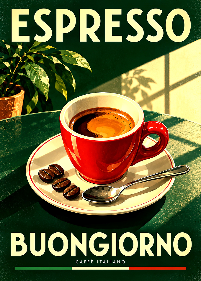 Vintage Italian Espresso Coffee Poster
