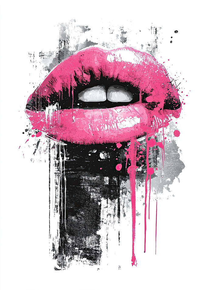 Pink Lips Grunge Art