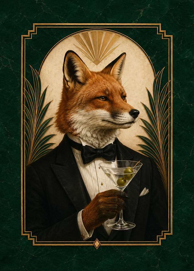 Sophisticated Fox in Tuxedo Portrait