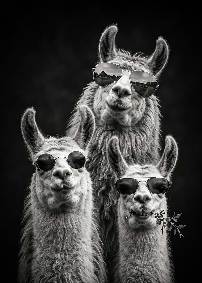 funny Three Cool Llamas Wearing Sunglasses