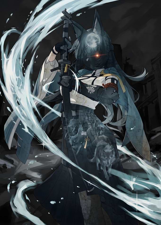 Anime Wolf Girl Warrior with Katana