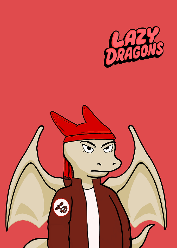 Lazy Dragons Character NFT Illustration Angry André