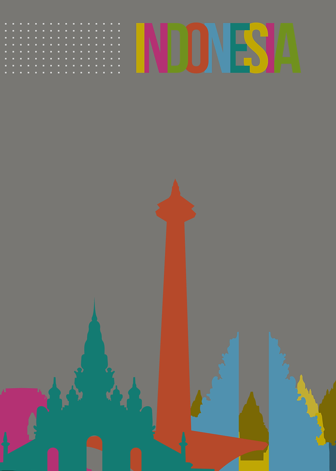 Minimalist Indonesia Landmark Skyline Poster