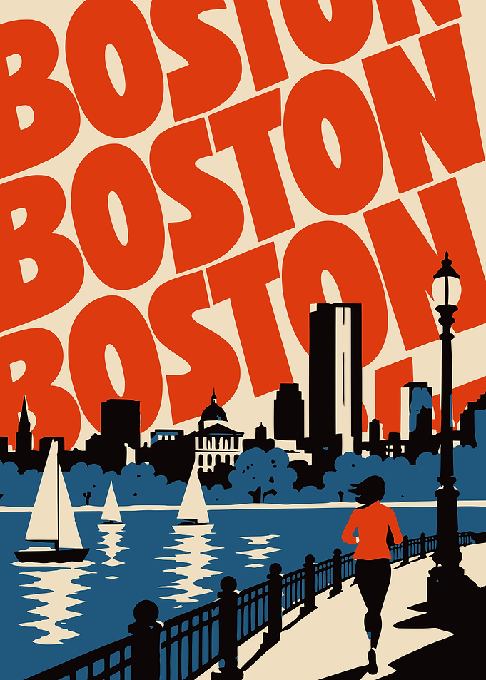 Boston Cityscape Running Poster