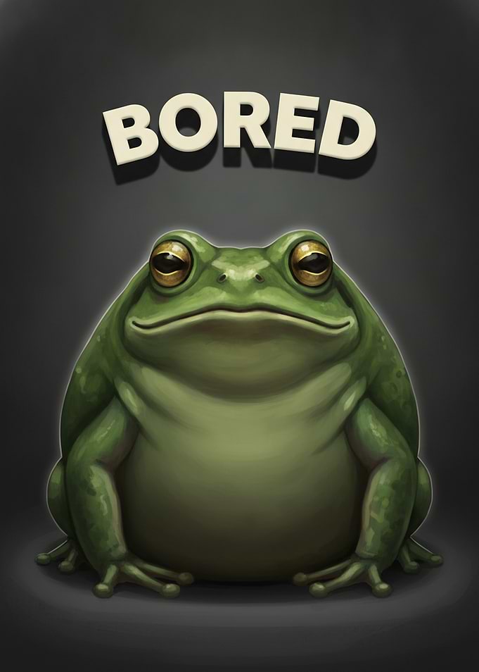 Bored Green Frog Illustration