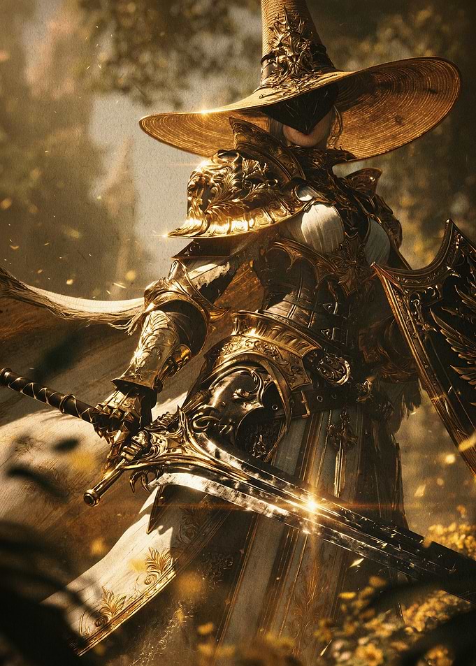 Golden Knight Fantasy Art Poster
