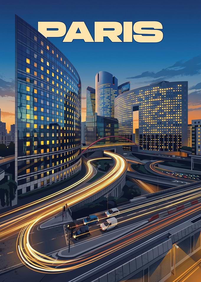 Paris La Défense Cityscape Poster