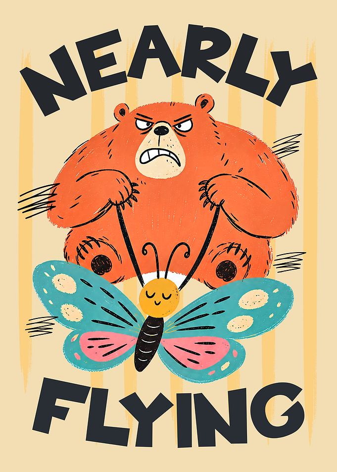 Nearly Flying Bear and Butterfly