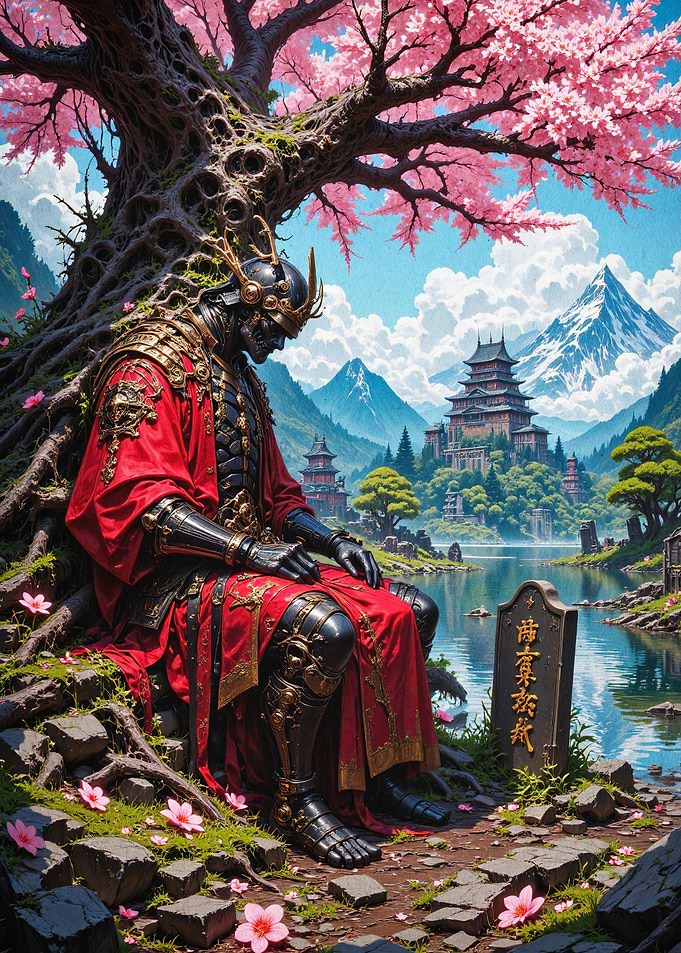 Samurai Blossom Epic Fantasy Poster