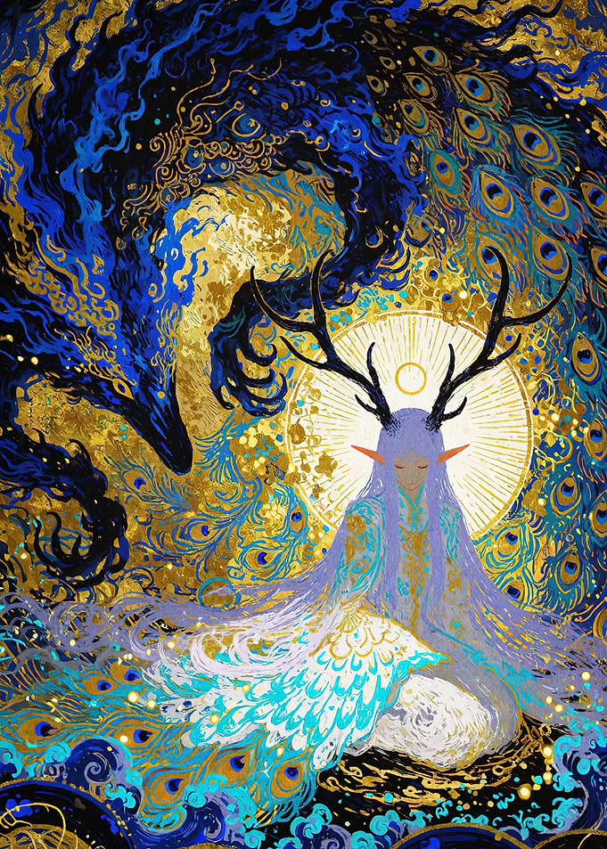 Mystic Fantasy Deity Gold Art