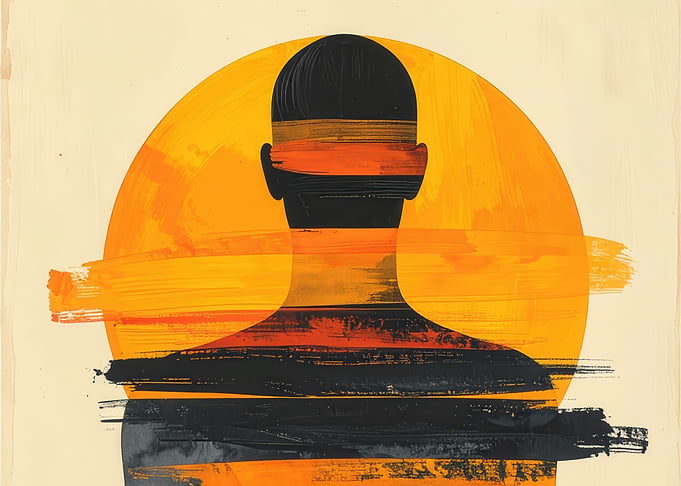 Abstract Silhouette Against Golden Sun