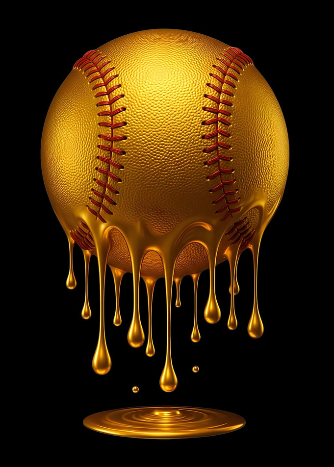 Golden Melting Softball Art