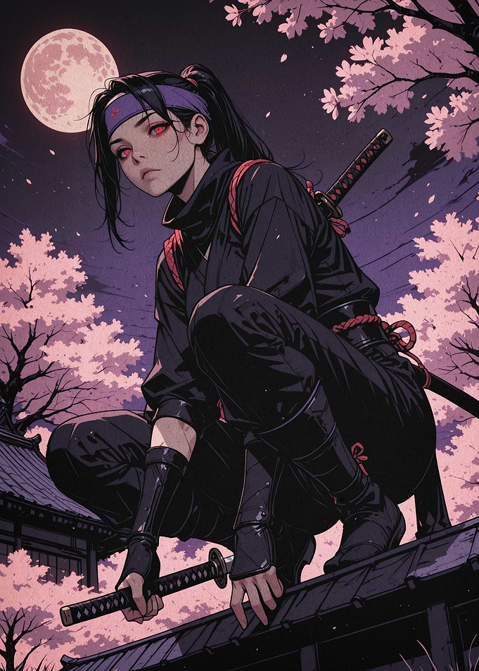 Female Ninja Cherry Blossom Anime