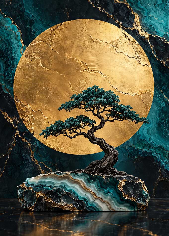 Golden Moon Bonsai on Agate