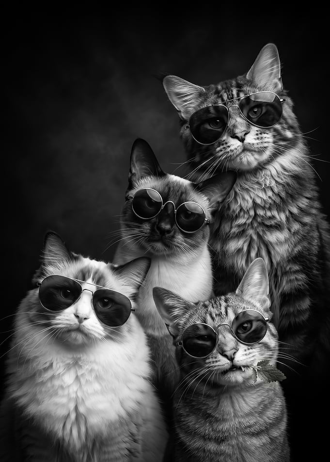 portraits Cool Cats Wearing Sunglasses psoter