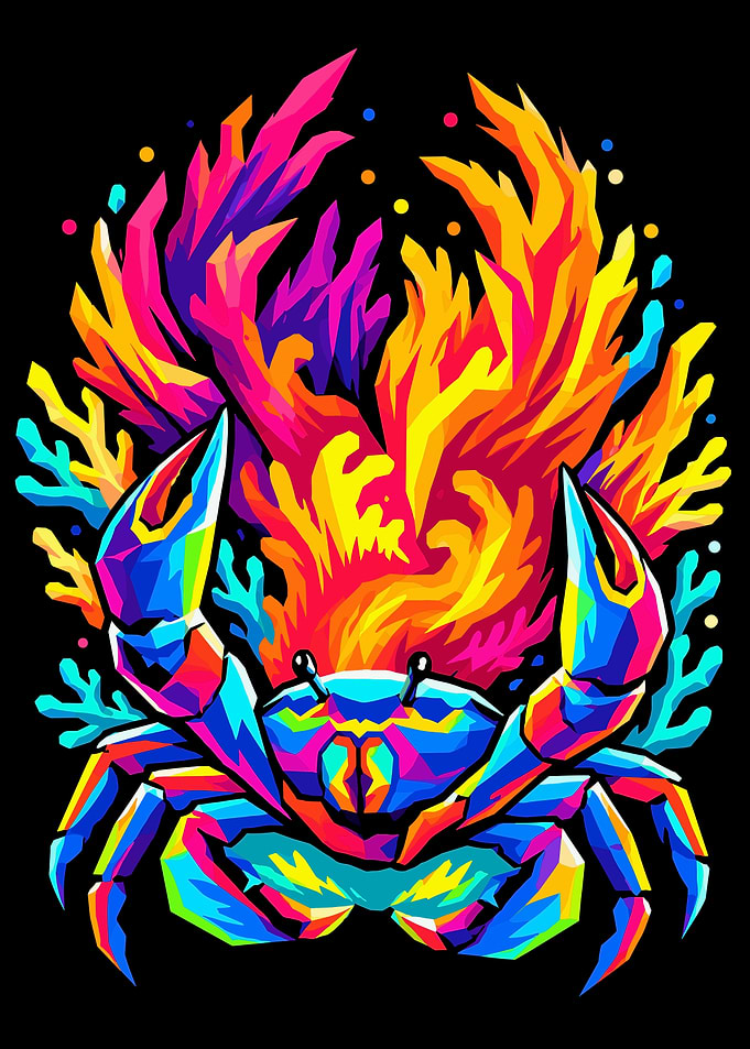 Colorful Pop Art Crab Illustration