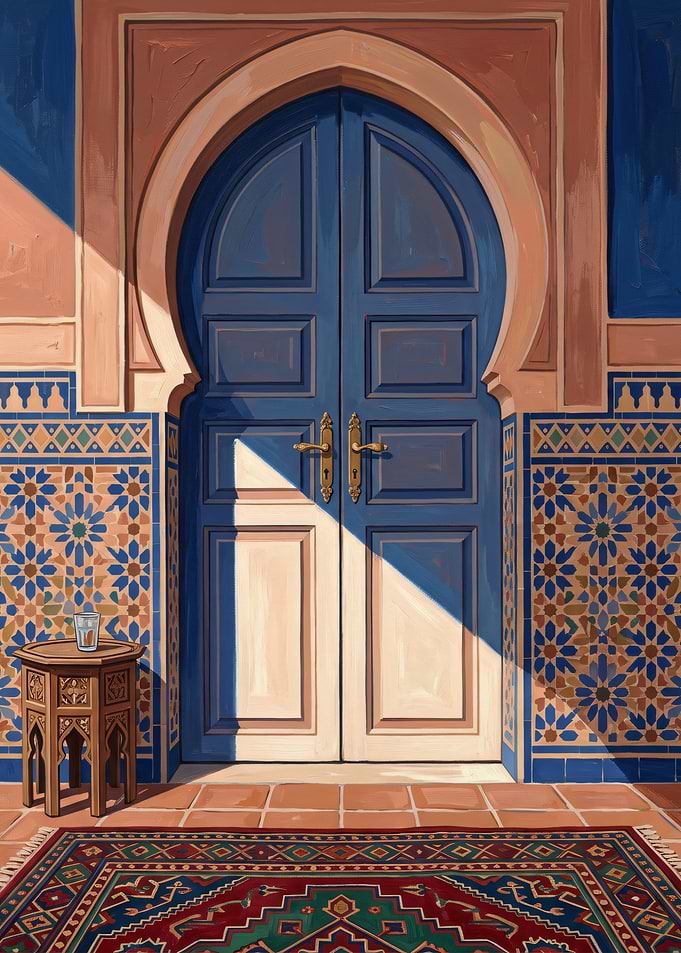 Moroccan Style Blue Arched Doorway