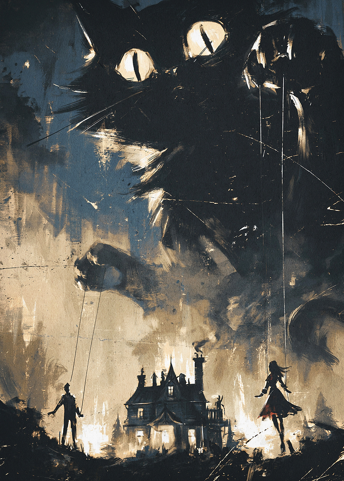 Giant Cat Dark Fantasy Poster