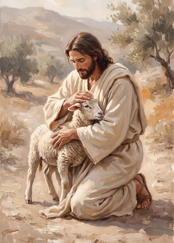 Jesus Christ with a Lamb
