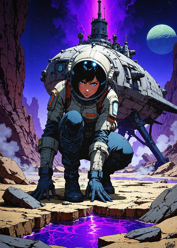 Sci-Fi Astronaut Anime Art Poster