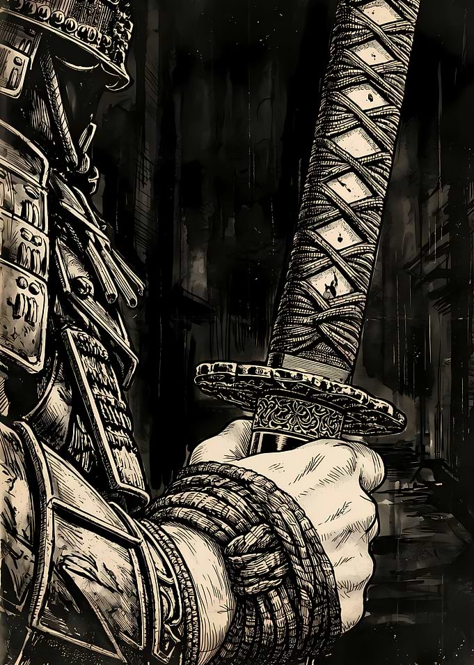 Samurai Warrior Holding Katana Sword